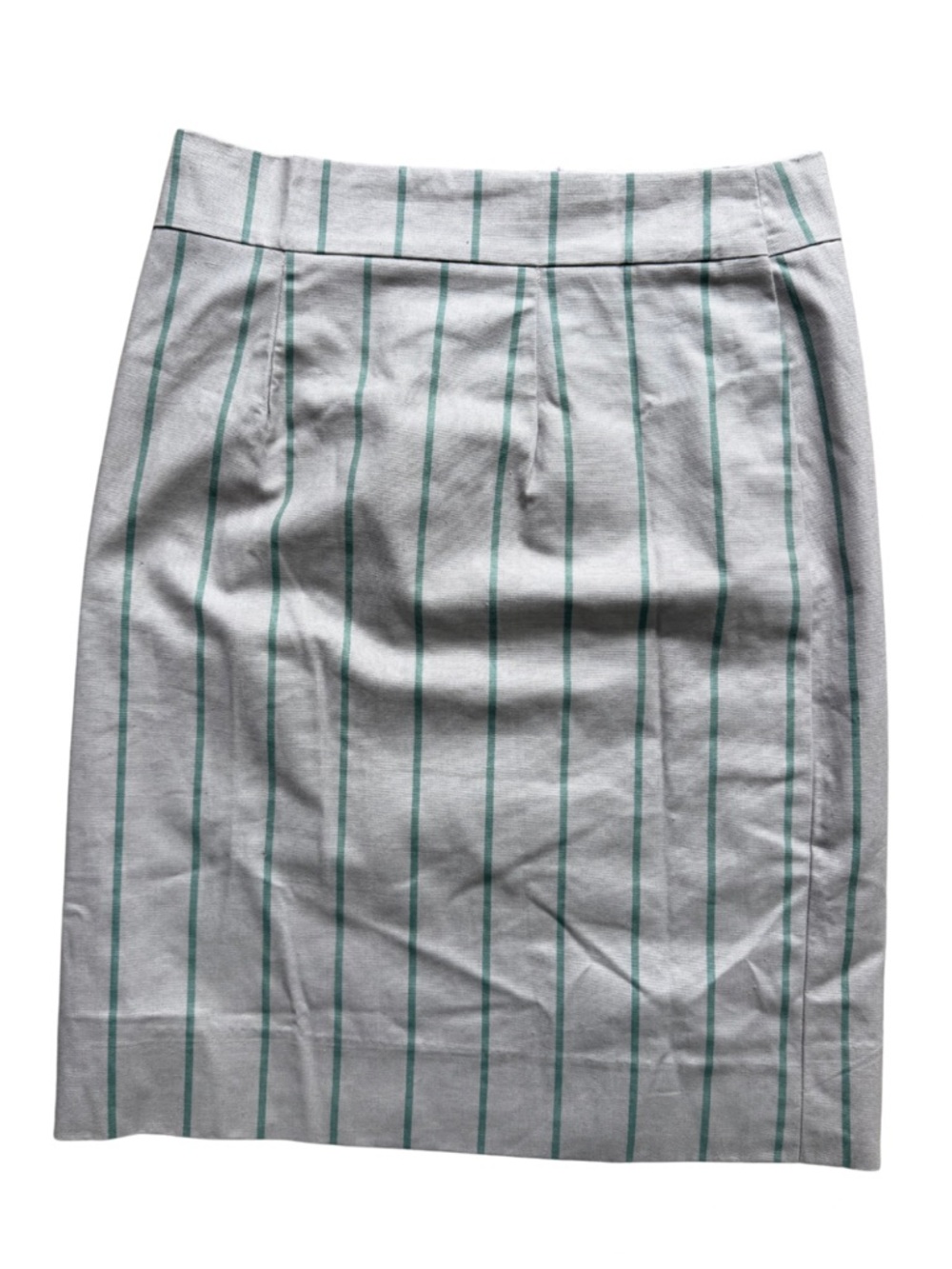Handmade Unique Skirt - Taupe with Teal Lines